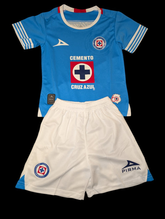 Youth kits CRUZ AZUL LOCAL 2025 shirt and short
