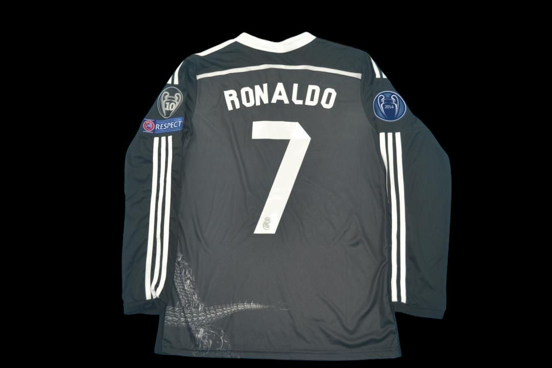 Real Madrid 2014/15 Ronaldo Third Black Dragon Long Sleeve Futbol Jersey
