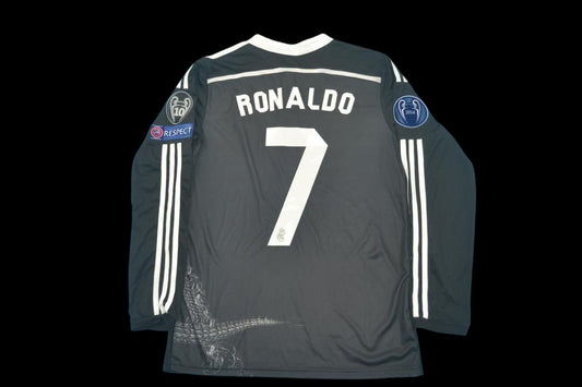 Real Madrid 2014/15 Ronaldo Third Black Dragon Long Sleeve Futbol Jersey
