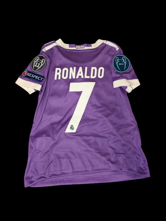 Real Madrid 2016/17 Ronaldo #7 Purple Kids Youth Soccer Kit 