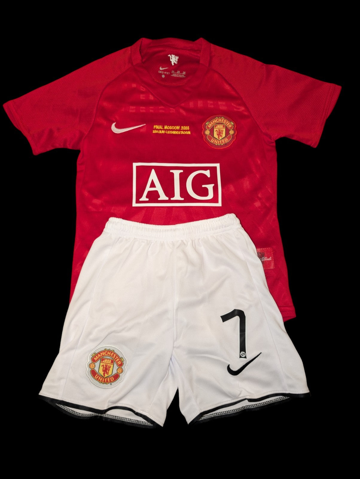 Ronaldo #7 Manchester United 2007/2008 Retro Home Kit for Kids